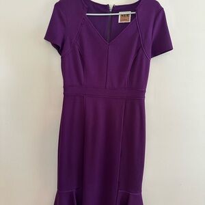 Nue by Shani Purple Sheath Dress with Ruffled Hem
